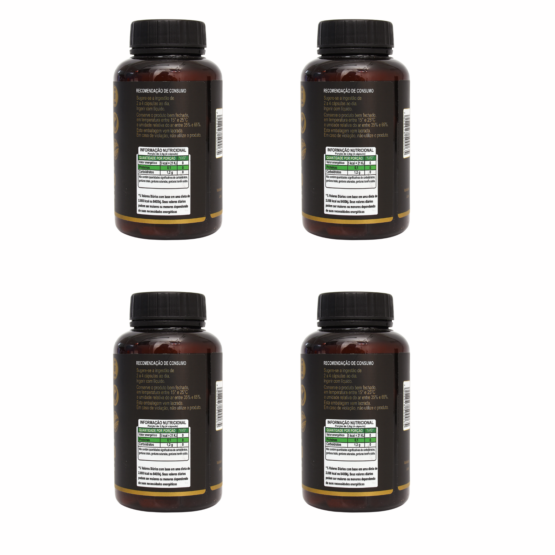 Kit 4x Maca Peruana Pura 500mg - 480 Cápsulas | Energia, Vitalidade e Bem-Estar