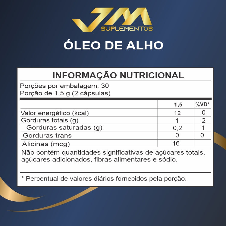 Oleo de Alho Odor Free 60 Capsulas JM Suplementos