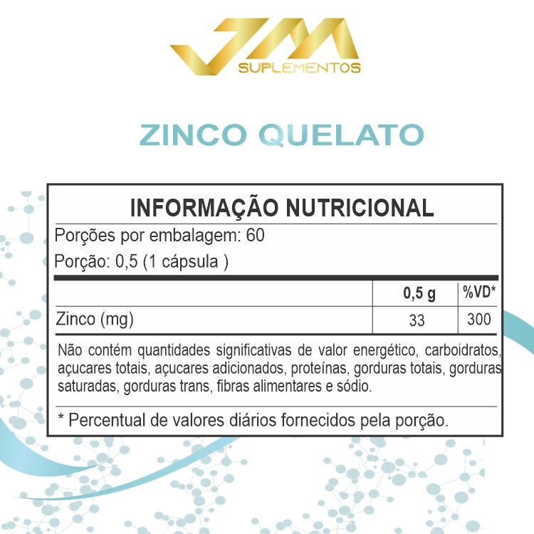 Zinco Quelato Concentrado 60 Capsulas JM Suplemento