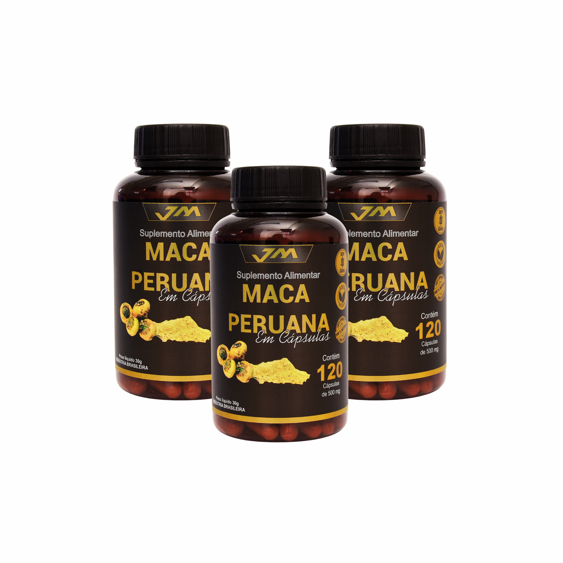 Kit Maca Peruana 500mg 360 Cápsulas – 3 Potes | Energia, Libido e Vitalidade