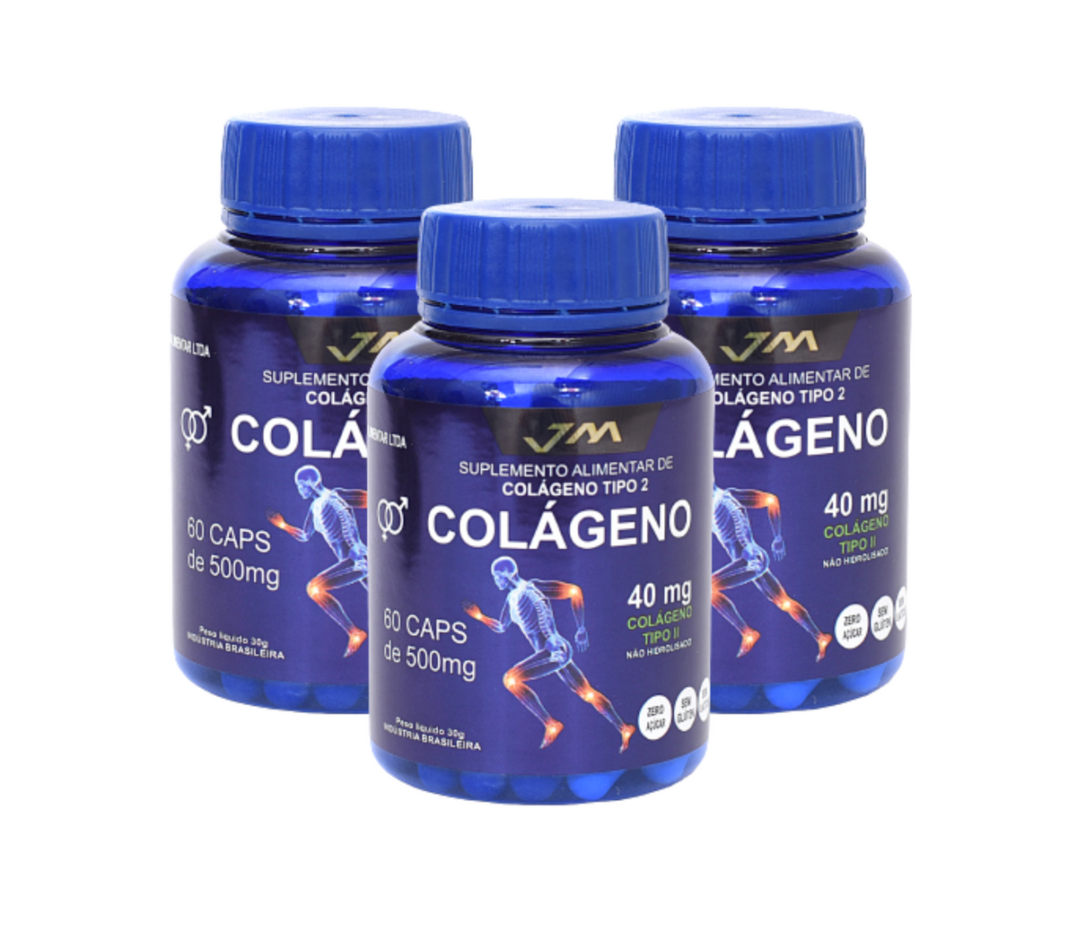 Kit 3x Colágeno Tipo 2 40mg com 180 Cápsulas – Suporte para Cartilagens e Articulações