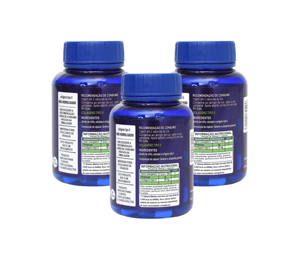Kit 3x Colágeno Tipo 2 40mg com 180 Cápsulas – Suporte para Cartilagens e Articulações