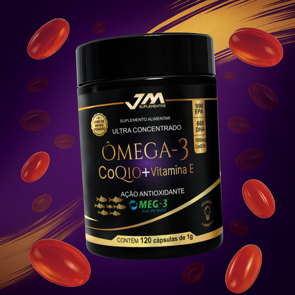 Ômega 3 Meg3 + Coenzima Q10 + Vitamina E 120 Capsulas Jmsuplementos