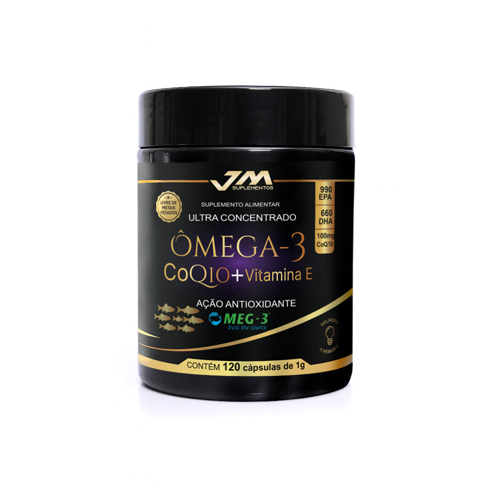 Ômega 3 Meg3 + Coenzima Q10 + Vitamina E 120 Capsulas Jmsuplementos
