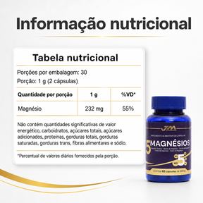 5 Magnésios 60 Cápsulas 500mg Jmsuplementos - JM Indústria de Suplementos