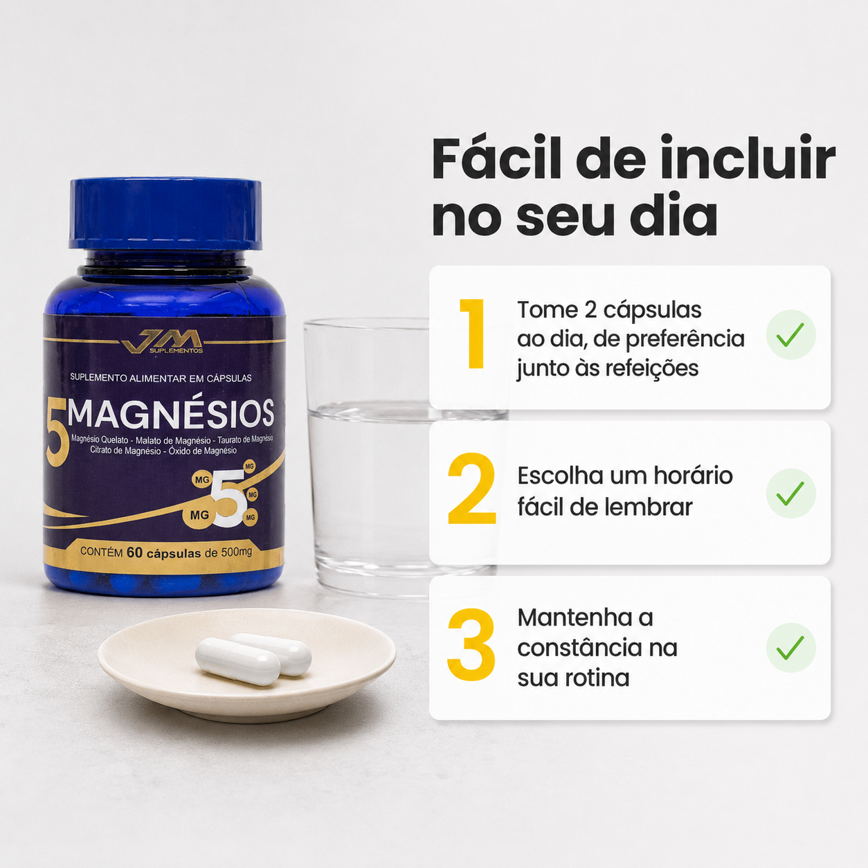5 Magnésios 60 Cápsulas 500mg Jmsuplementos - JM Indústria de Suplementos