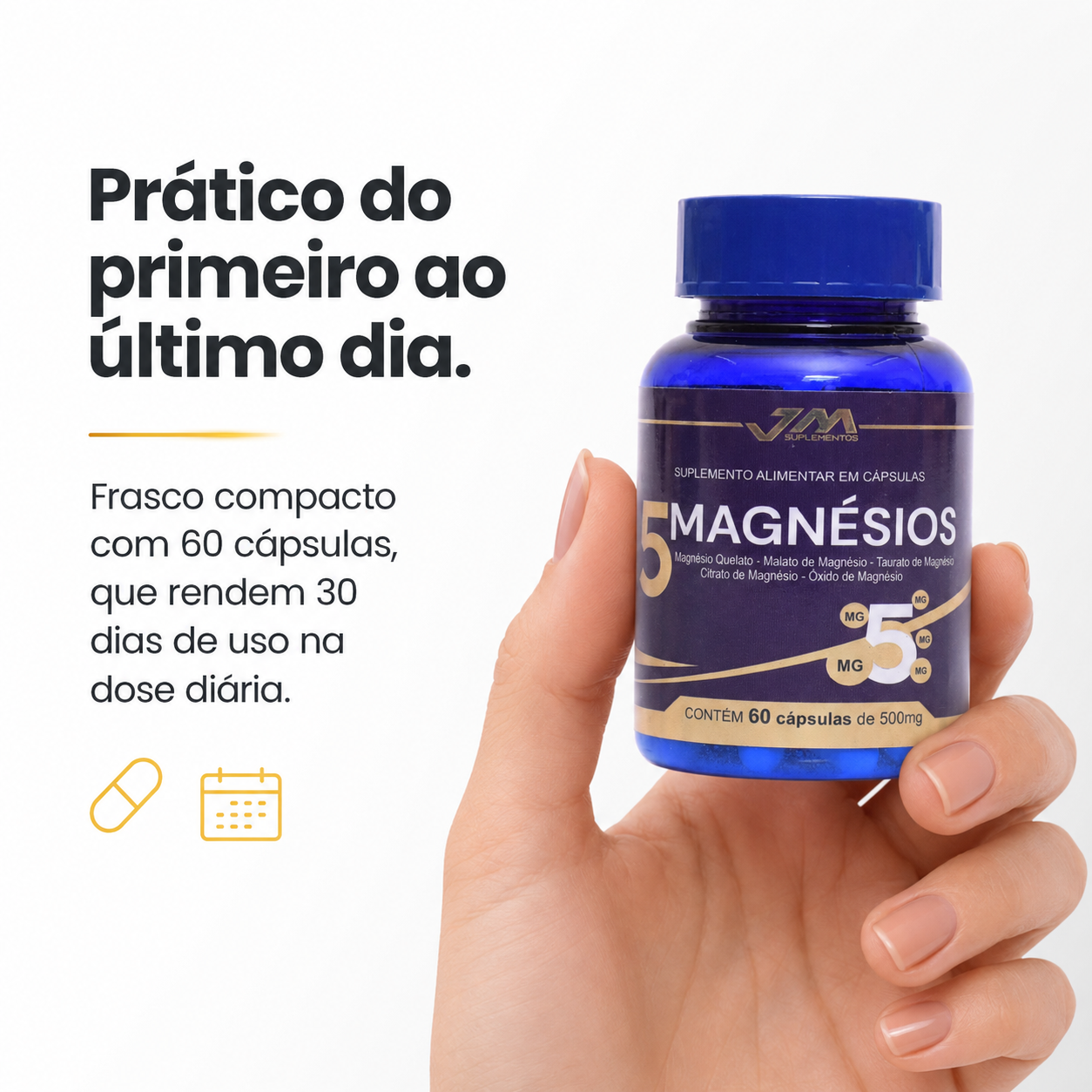 5 Magnésios 60 Cápsulas 500mg Jmsuplementos - JM Indústria de Suplementos