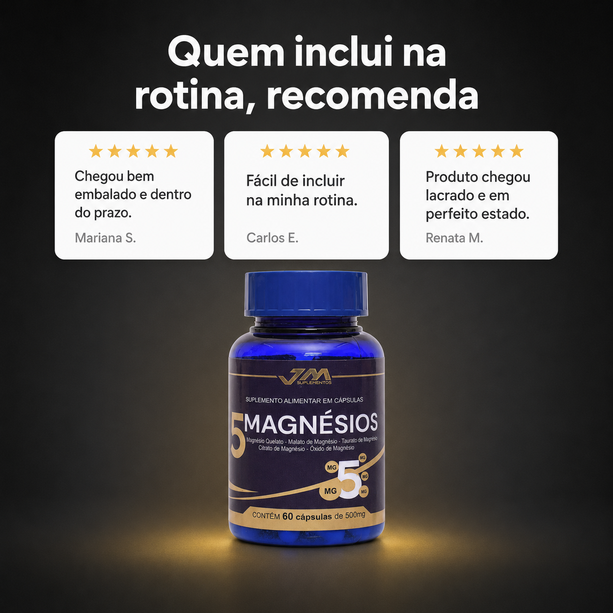 5 Magnésios 60 Cápsulas 500mg Jmsuplementos - JM Indústria de Suplementos