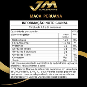 Maca Peruana Pura 500mg – 120 Cápsulas | Mais Energia e Vitalidade