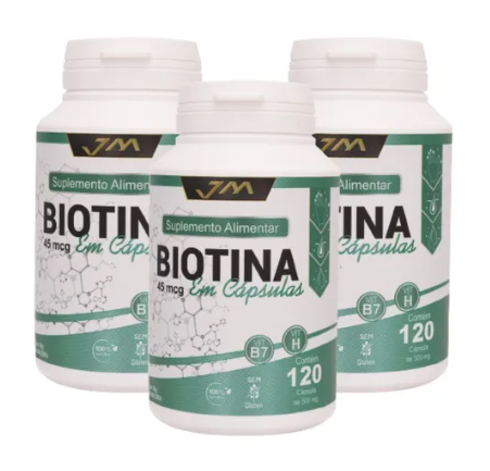 Kit 3x Biotina B7 120 Cápsulas – Saúde para Cabelo, Pele e Unhas