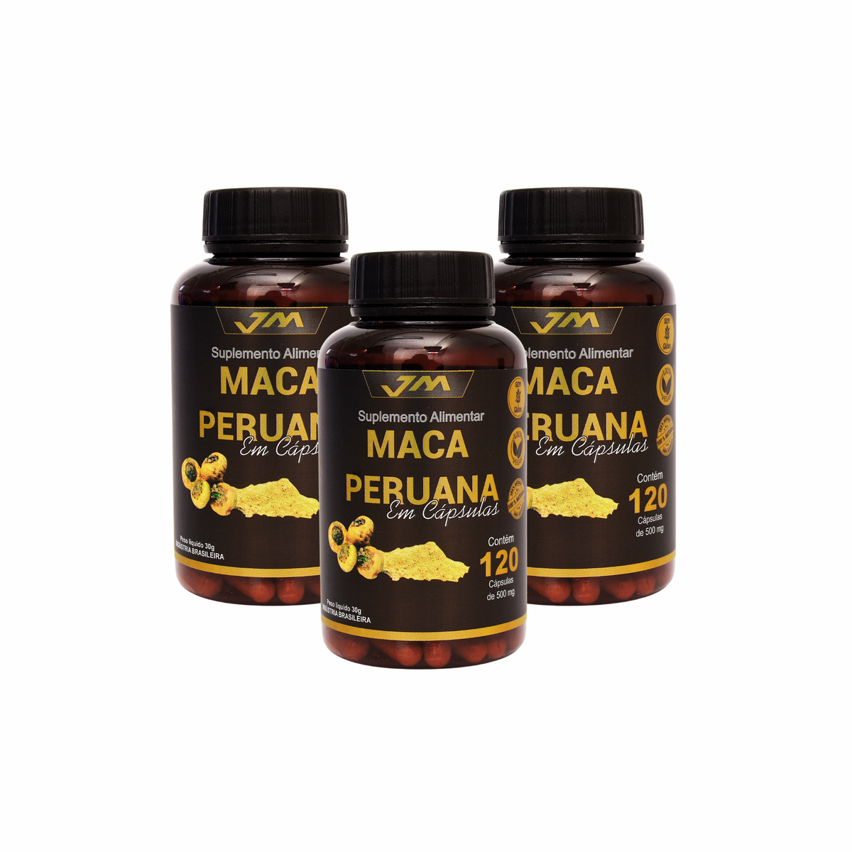 Kit Maca Peruana 500mg 360 Cápsulas – 3 Potes | Energia, Libido e Vitalidade