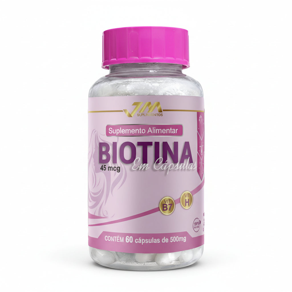 Biotina 45 mcg – Fortalece Cabelos, Unhas e Pele | 120 Cápsulas