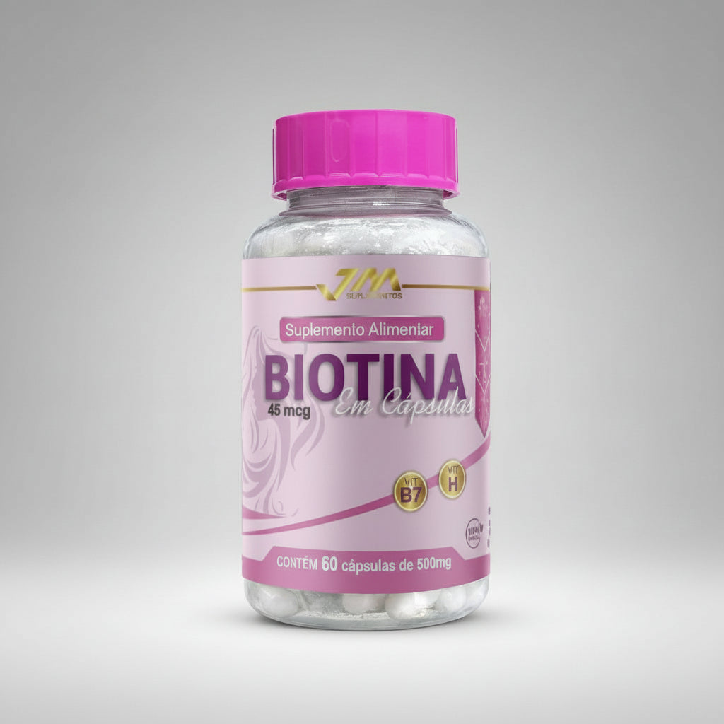 Biotina 45 mcg – Fortalece Cabelos, Unhas e Pele | 120 Cápsulas