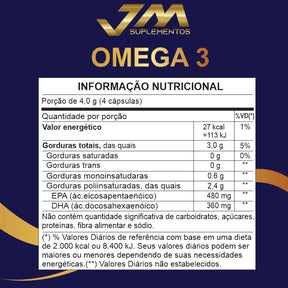 Ômega 3 EPA + DHA 120 cápsulas – JM Suplementos